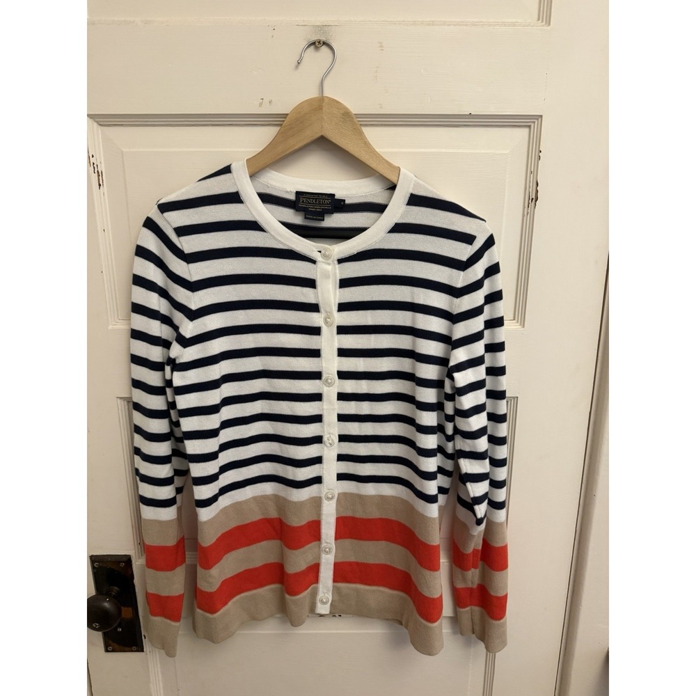 Pendleton Women's Striped Cotton Cardigan Size Small
